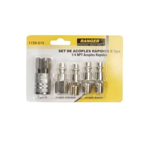 Juego Acoples Y Conectores Rápidos Acero Cromo De 5 Pzs